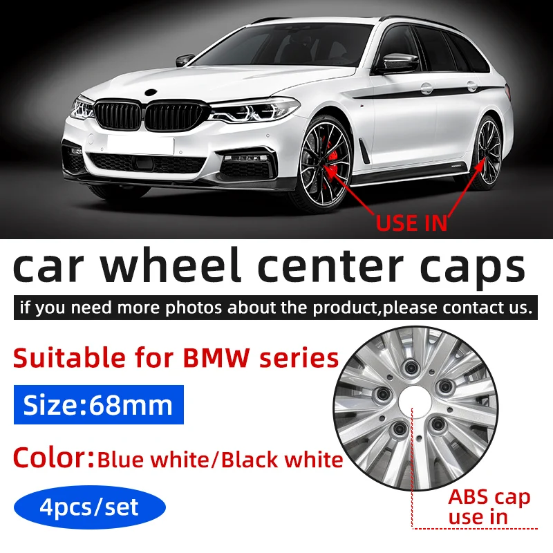 

4pcs/set 56MM 68mm Car black/white Wheel Center Hub Cap badge Emblem For B E46 E39 E38 E90 E60 E36 F30 F30 E34 F10 E92 E38 E91
