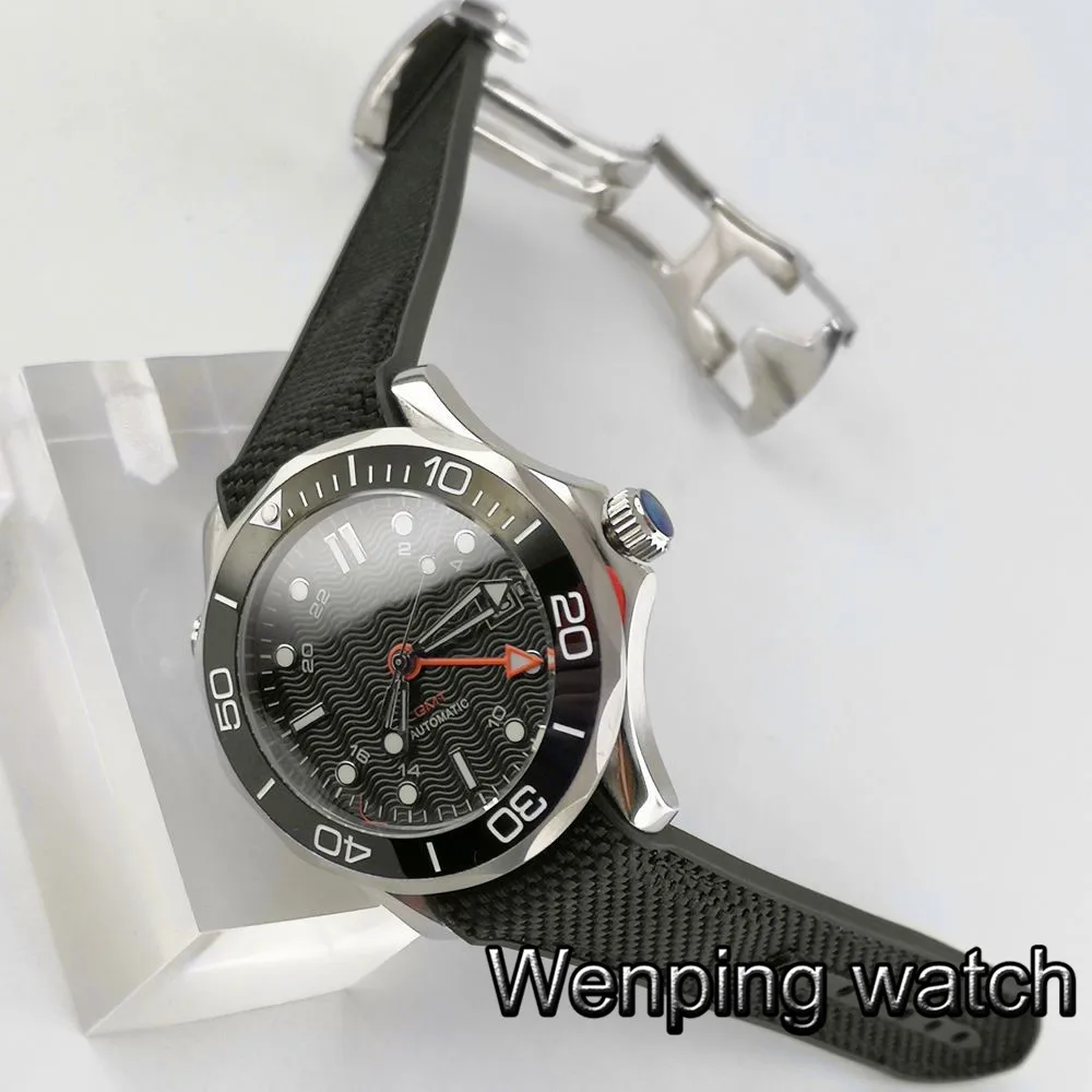 Классические роскошные часы 41 мм bliger черный циферблат GMT сапфировое стекло