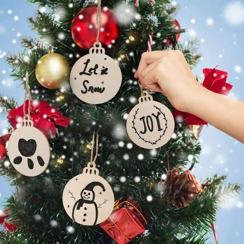 10 шт. деревянные круглые безделушки бирки Рождественские шары украшения