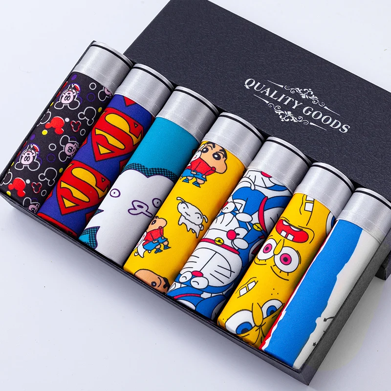 

3/4/5/7pcs Men Boxer underwear Men Underpants Teenager Cute Knickers Cartoons Panties Combination Homme Breathbale Soft Shorts