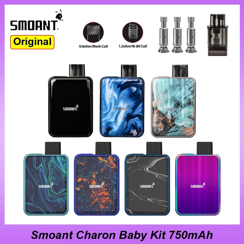 Оригинальный набор Smoant Charon Baby Pod 750 мАч 15 Вт 2 мл картридж Ом сетка Ni80 электронные