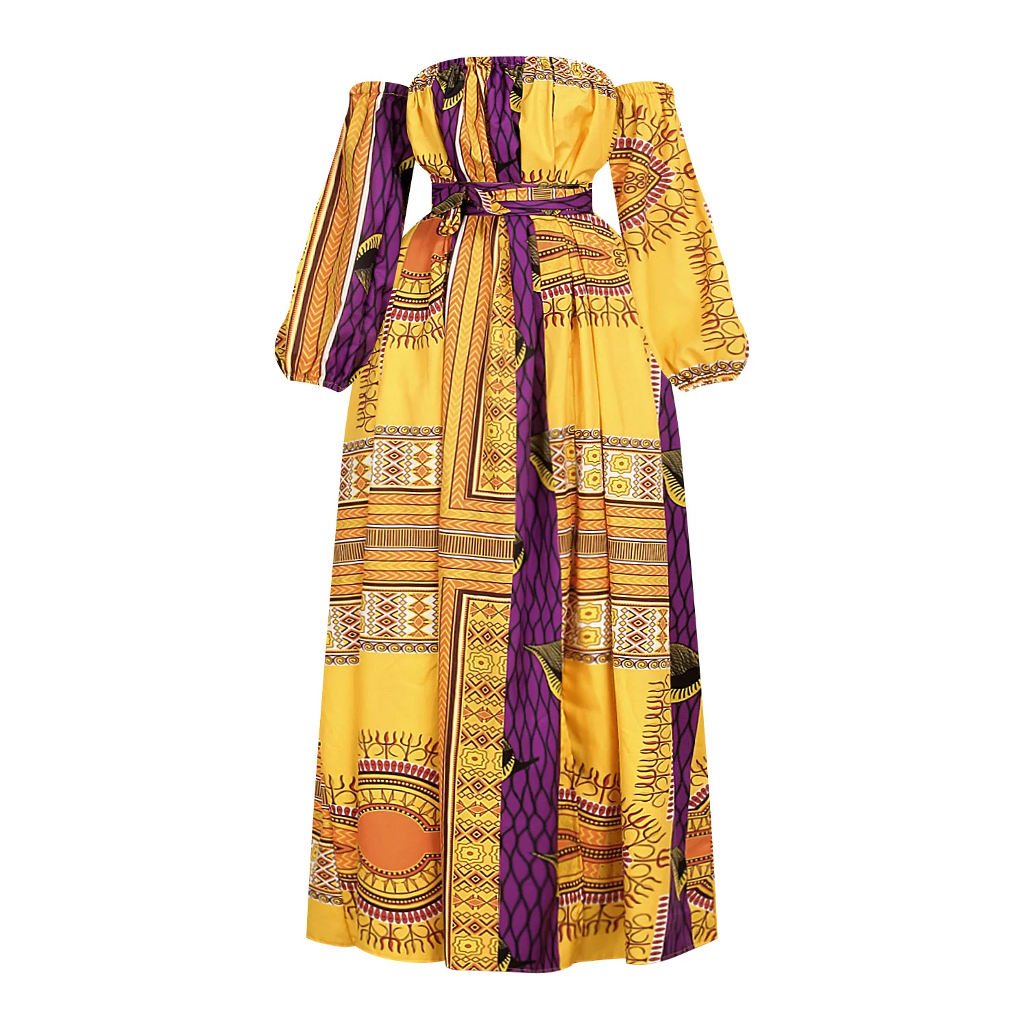 

9.New Bosmia Style Elegant One shoulder Long African Dress Plus Size African Clothing Dashiki Ankara Dresses