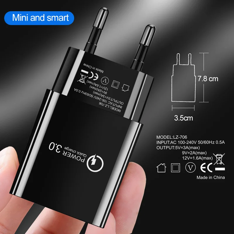 Quick Charge QC 3.0 Phone Charger Travel Fast Charging Adapter For Samsung S8 S9 S10 Plus 5G S10E Note 8 9 10 Pro | Мобильные