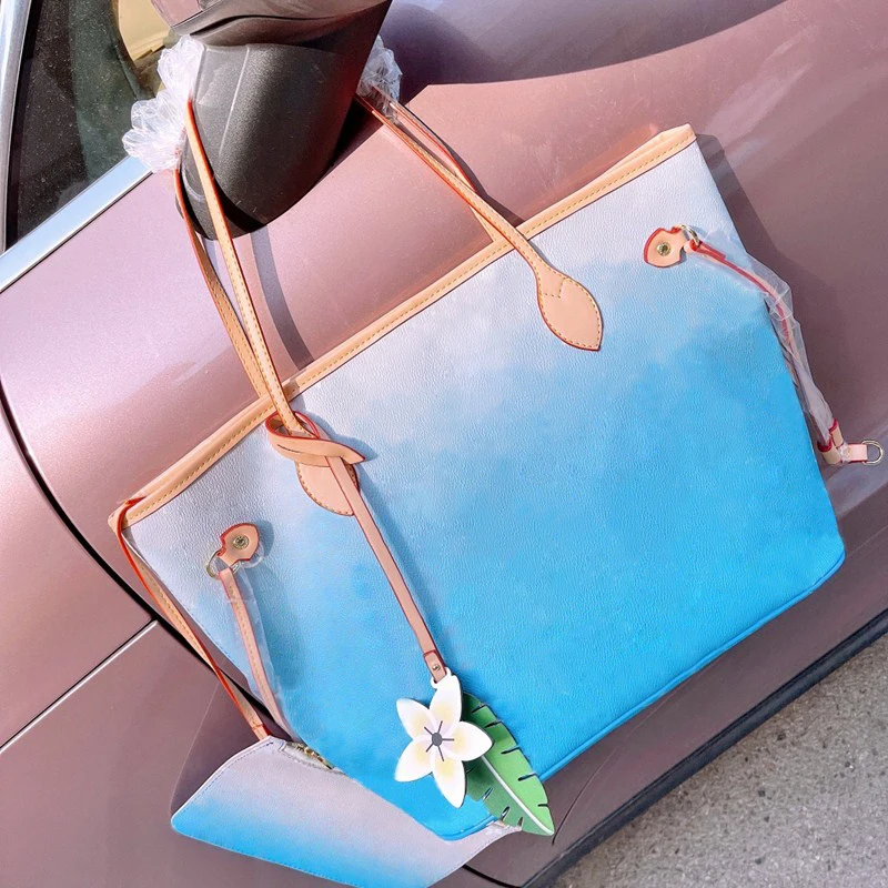 

Vintage Print Wallets Gradient 2pcs Shoulder Shopping Bags Luxury Designer Handbags Totes Purses Women Crossbody Messenger Bag