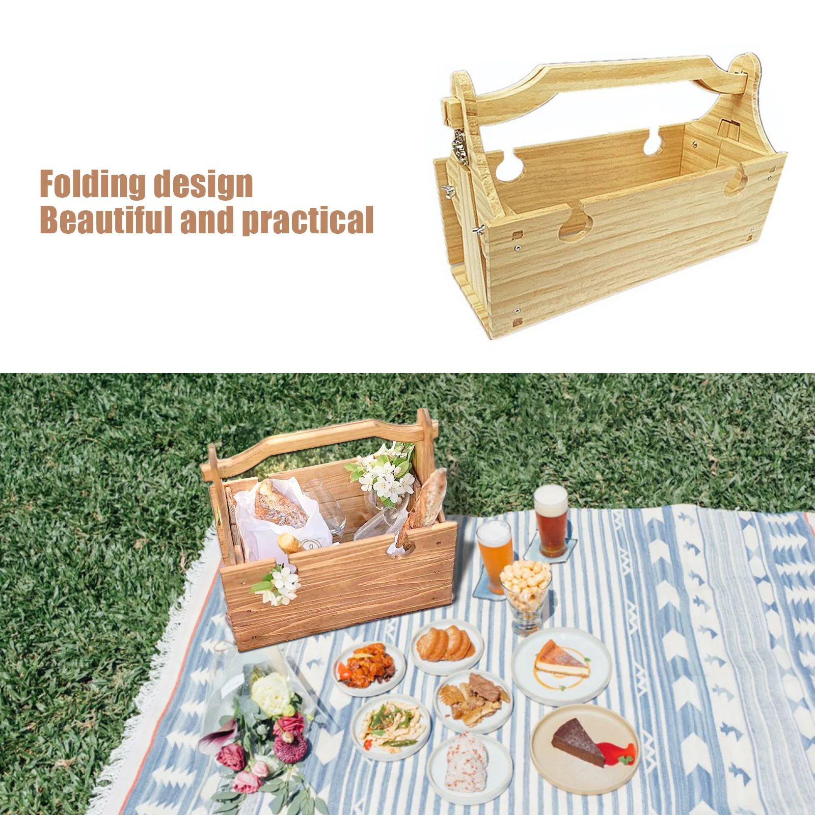 2 в 1 многофункциональная деревянная настольная корзина для хранения | Мебель