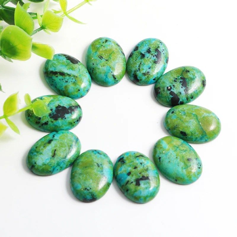 

Charms Cabochon No Hole Stone Beads Imperial Jaspers Green Turquoises Stone Oval Cab 18X25mm for Jewelry Accessories