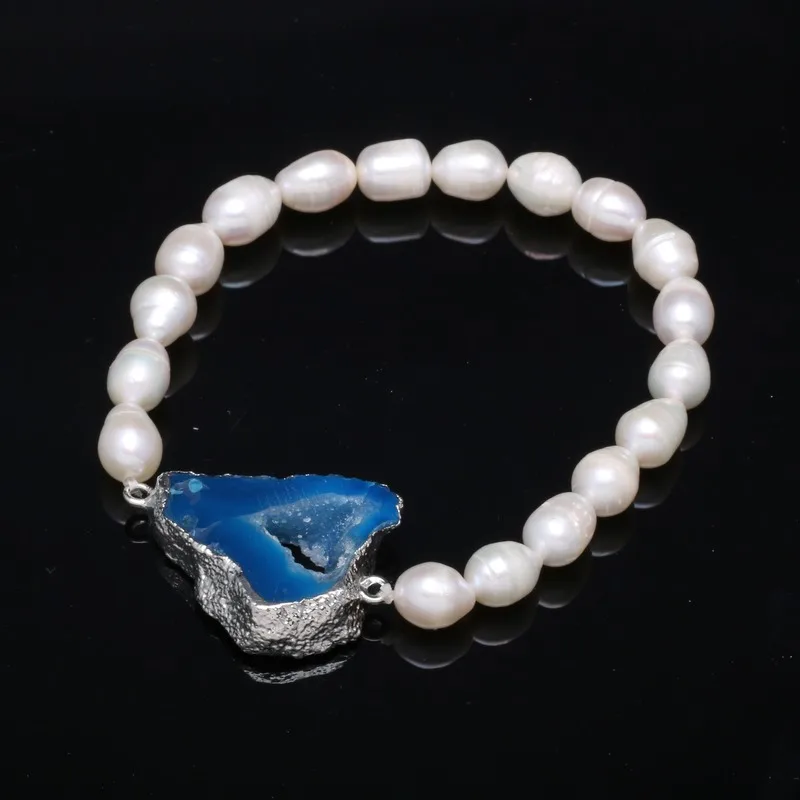 

New freshwater 100% natural white pearl bracelet zinc alloy jewelry provides the best birthday gift for women size 19cm