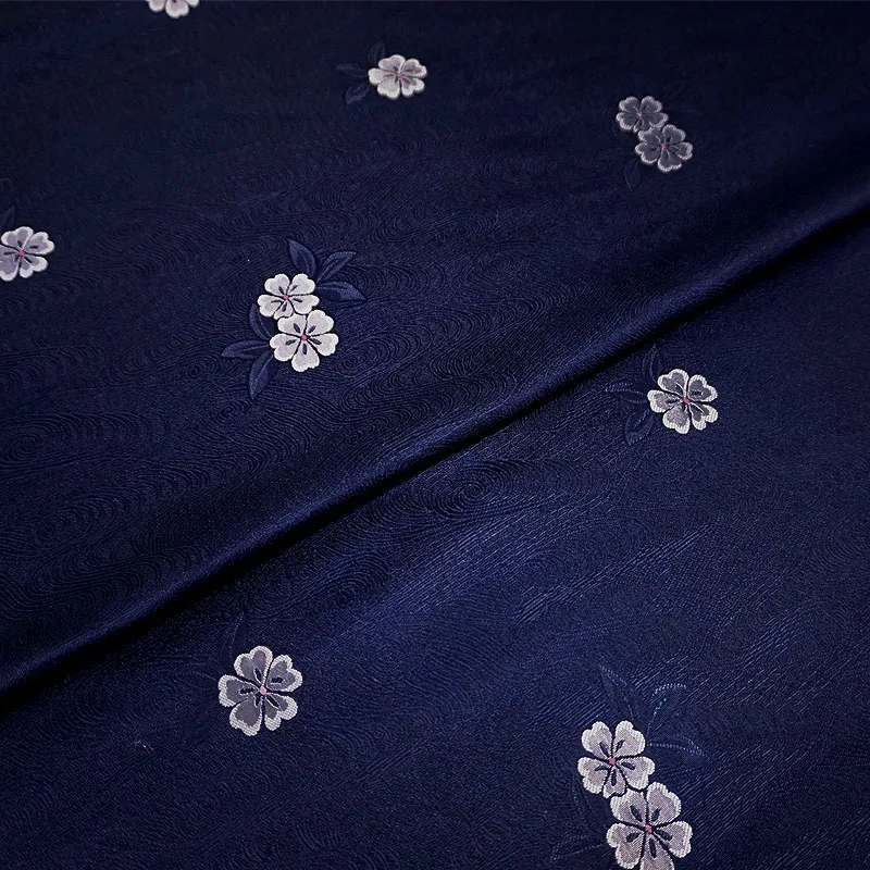 Высококачественная темно синяя персиковая Цветочная Дамасская ткань для пальто