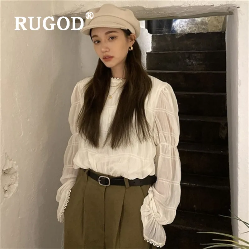 RUGOD Весенняя блузка с расклешенными рукавами женские блузки длинным рукавом