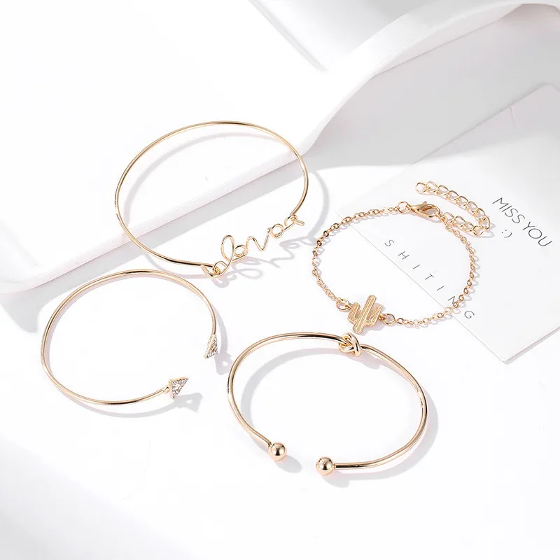 4 шт./компл. Браслеты галстук с буквами для Для женщин & браслет ювелирные изделия