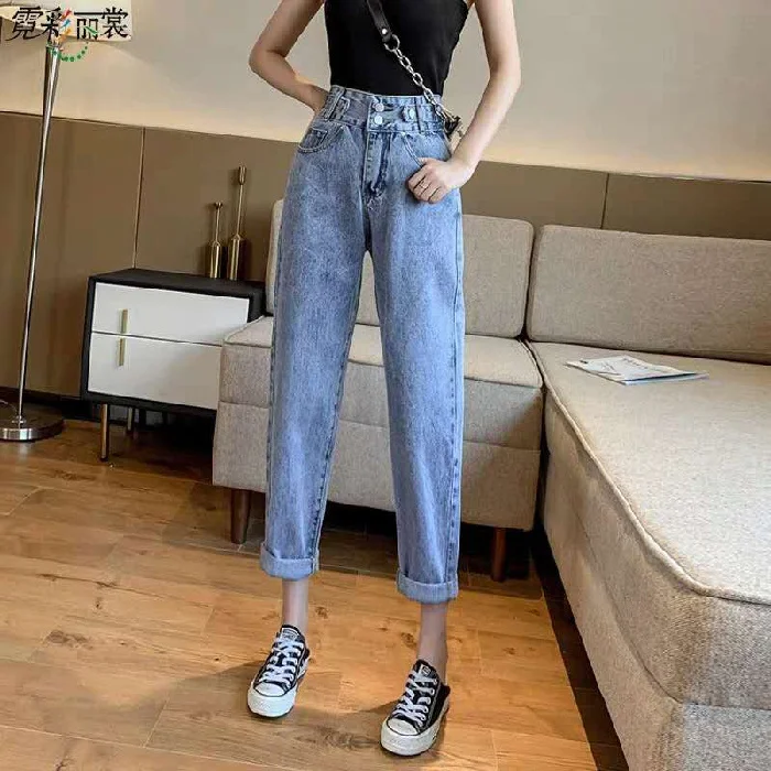

2021 джинсы, Женская прямая свободная осенняя одежда