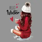 Зимняя кофейная нашивка для одежды, виниловая модная нашивка с аппликацией сделай сам, Термотрансферная нашивка с термопечатью, бытовые утюжки