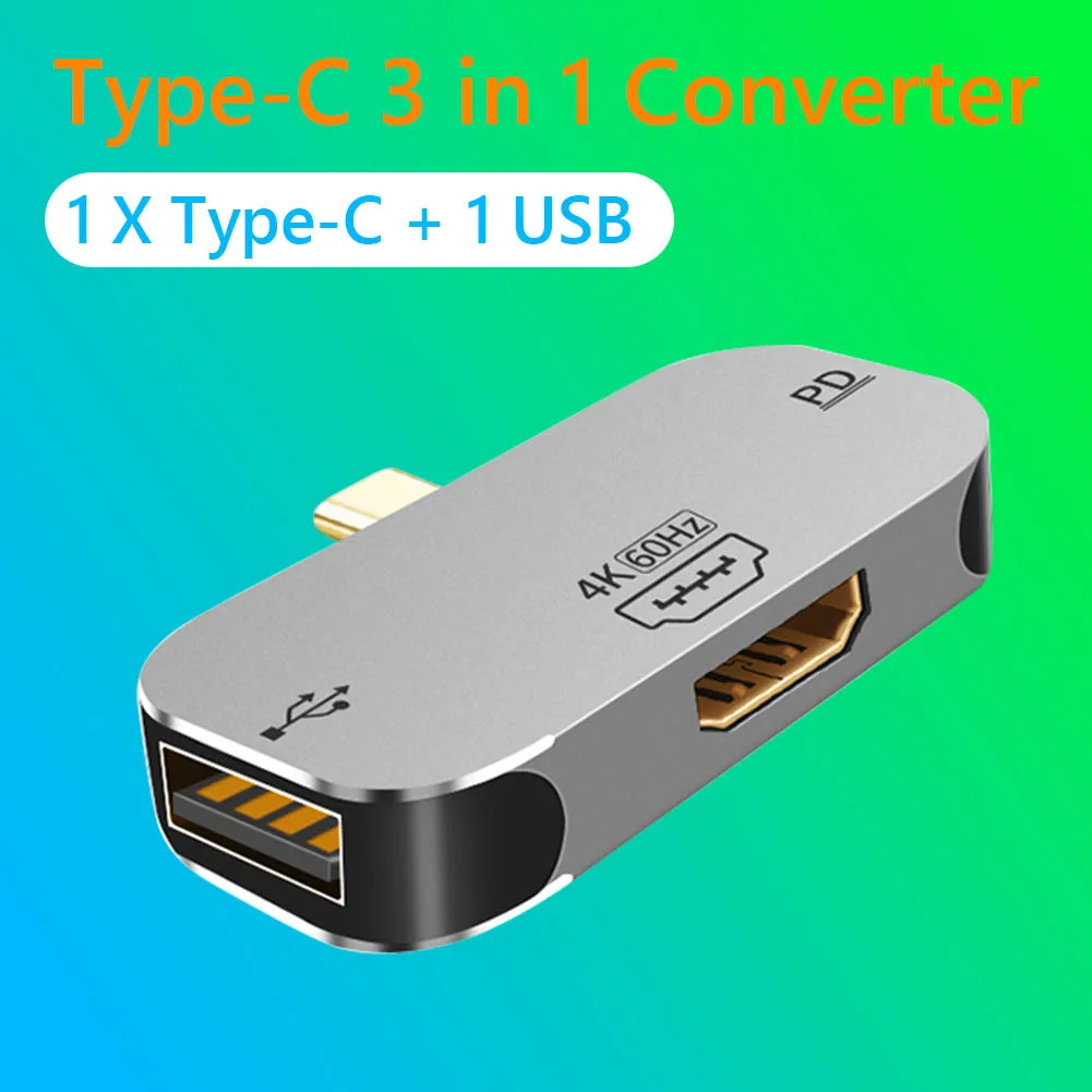 

Type-C To HDMI-compatible Docking Station Converter For Android/MacBook/iPad 4K HD 100W USB3.0 PD Fast Charger Hub Adapter Fit
