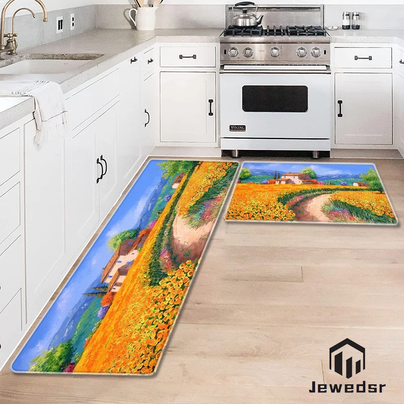 

Kitchen Mat Scenery Floor Mattress Doormats Houses and Carpets for Home Carpet in the Living Room Rugs Decorations Hallway Mats