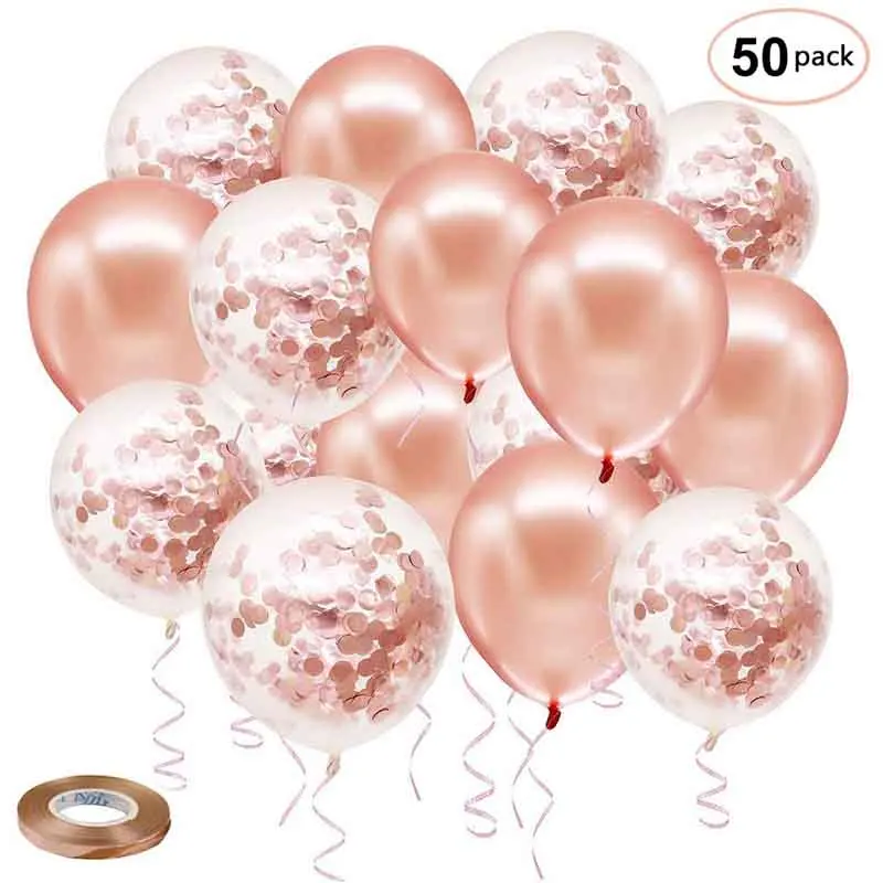 50 шт./лот мульти конфетти шары розовое золото гелиевые для мальчиков и девочек с