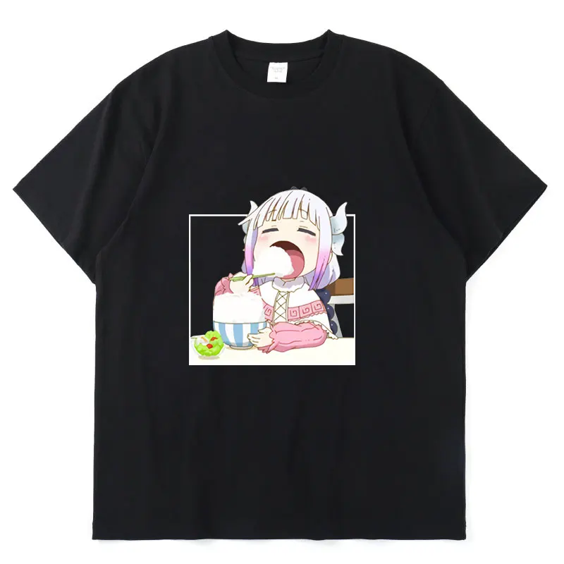 

Новинка, хлопковый Тонкий Свободный Повседневный Топ в стиле унисекс с милым мультяшным принтом манга Кана Камуи мисс Кобаяси служанки дра...