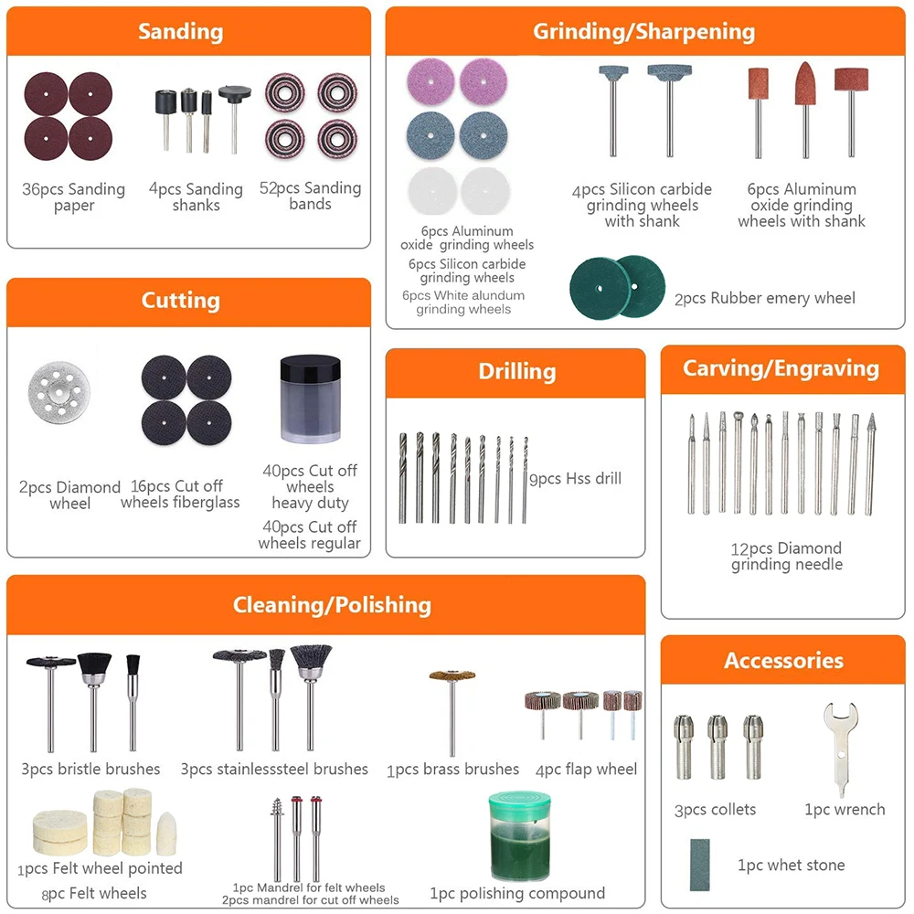 Набор роторных инструментов с хвостовиками диаметром 1/8 дюйма универсальная