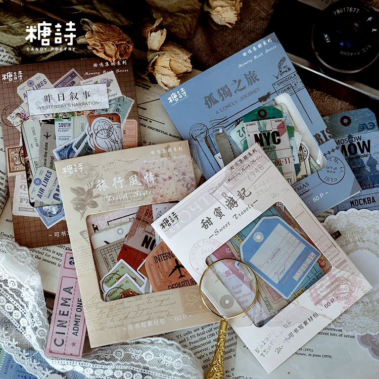 60 шт./упак. креативные винтажные записываемые бумажные наклейки Postmark украшения DIY