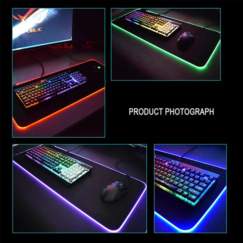 Светодиодный игровой коврик для мыши RGB негабаритный светящийся USB светодиодный