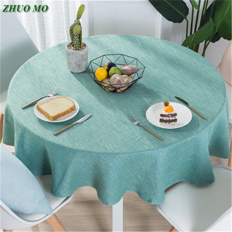 ZHUO MO 6 цветов скатерть из хлопка и льна круглая покрытие для стола кухонные чайные
