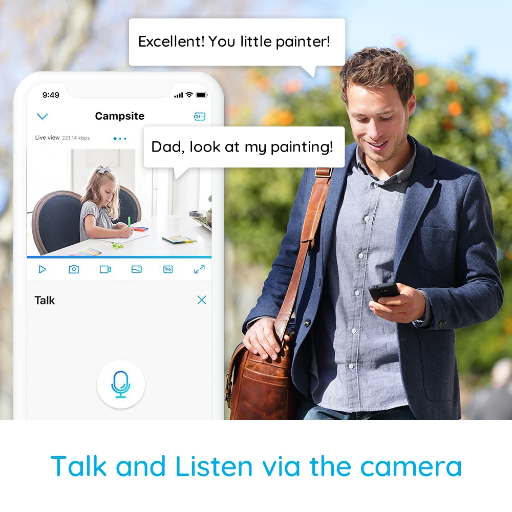 Reolink, 3MP, Full HD, панорамирование/наклон, wifi камера, белый, детский монитор, 2,4G, домашняя, для безопасности, видео, IP камера E1