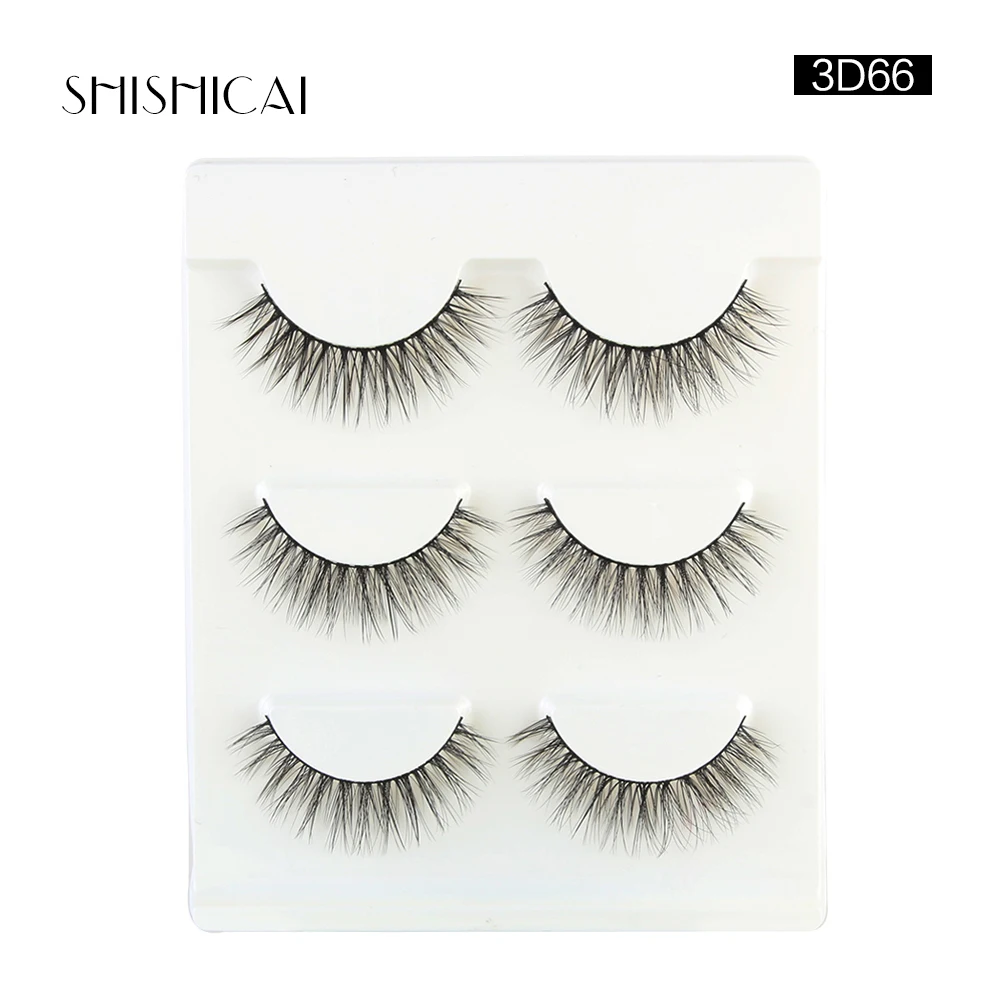 SHISHICAI 3 пар/упак. чистый хлопок нить накладные ресницы грязные мягкие натуральные