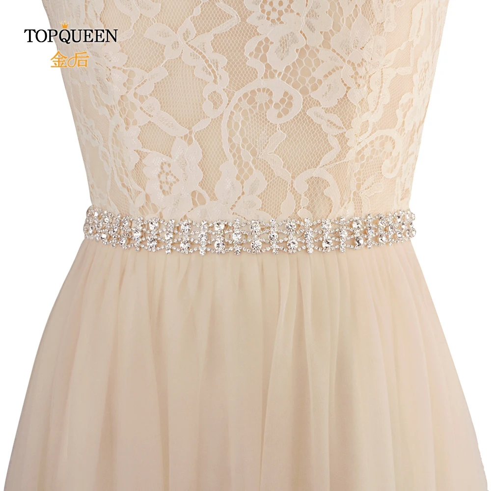 TOPQUEEN S414 серебристый/Золотой бриллиантовый ремень с блестками блестящее свадебное платье с поясом женский пояс из бисера Свадебные ремни