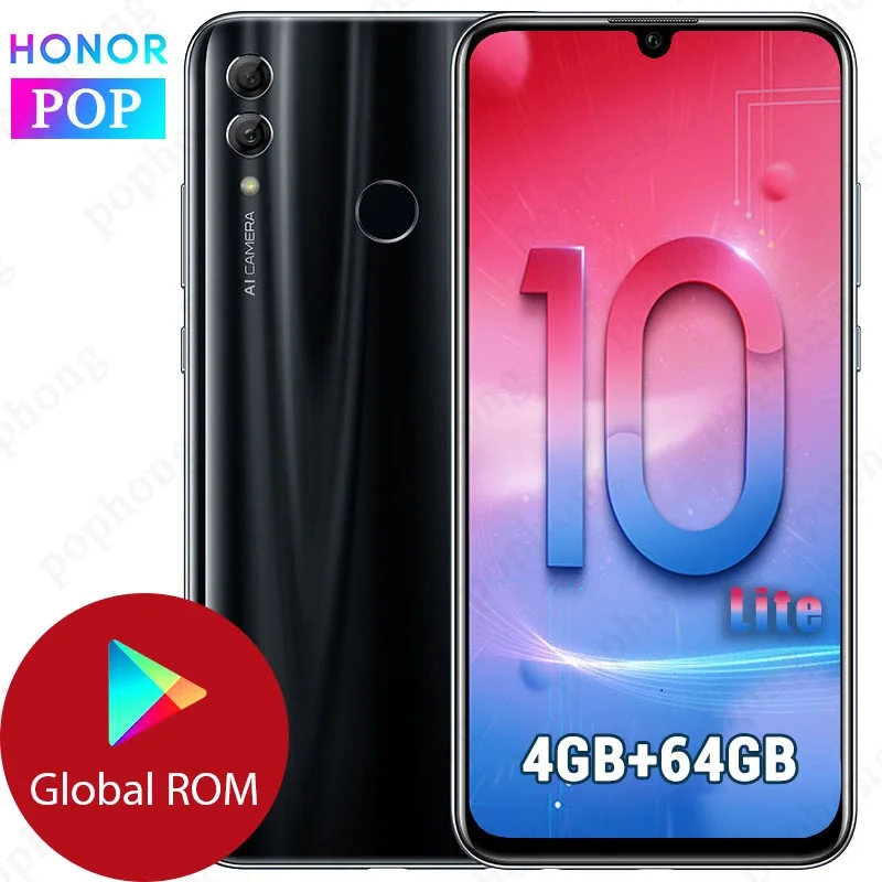 Глобальная прошивка поддержка HONOR 10 Lite мобильный телефон 6 2 дюймов полный Экран 4GB