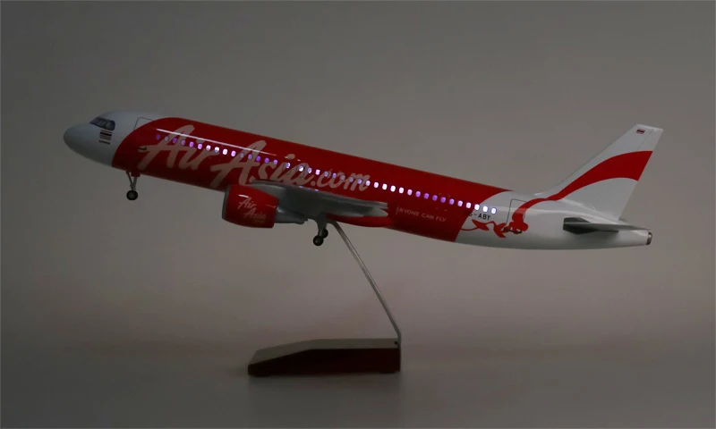 1/80 масштаб 47 см самолет Airbus A320 NEO воздушная Азия. Com модель самолета светодиодный свет и колесо шасси литье под давлением модель самолёта из смолы игрушка