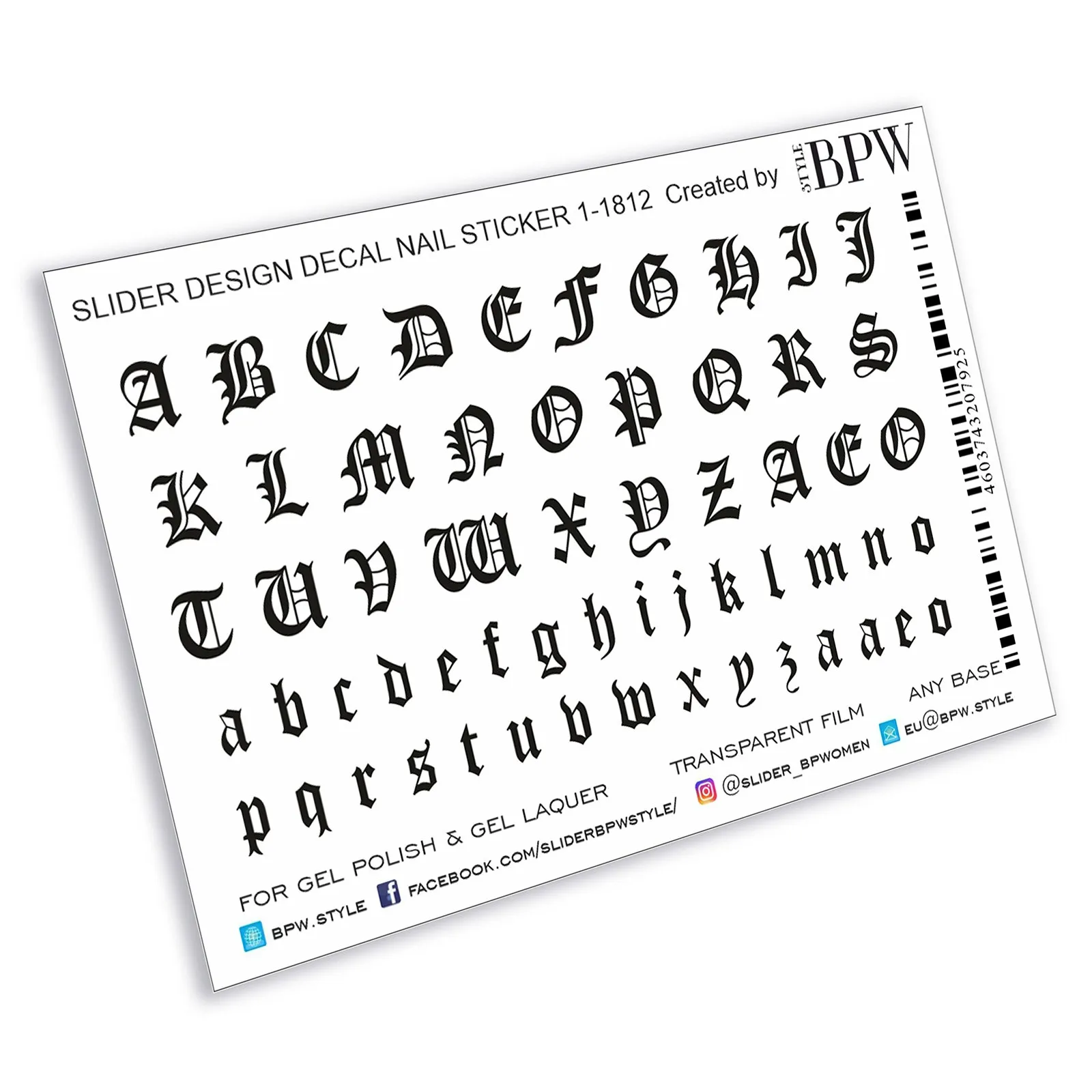 Слайдер дизайн Готический шрифт BPW.style водные наклейки на ногти sd1 1812|Стикеры и