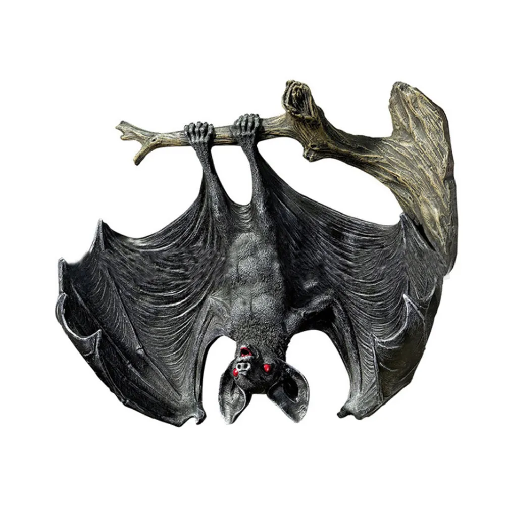 Colgante de &aacute;rbol de pared de murci&eacute;lago al rev&eacute;s, figurita de Animal en resina ornamento para exteriores, para Halloween, ambiente interesante, decoraci&oacute;n de jard&iacute;n-0