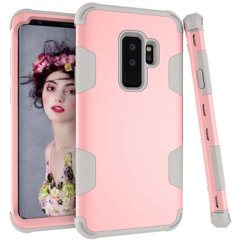 Colorblock Phone Case Anti-shock Silicone Hybrid Hard PC Cover for Samsung Galaxy S9 PLUS LFX-ING | Мобильные телефоны и