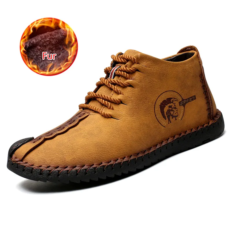 Горячая Распродажа Зимние ботильоны мужские теплые плюшевые ботинки на меху