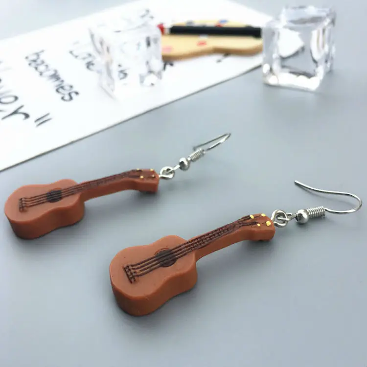 Модные музыкальные Музыкальные инструменты гитара серьги для женщин и девочек
