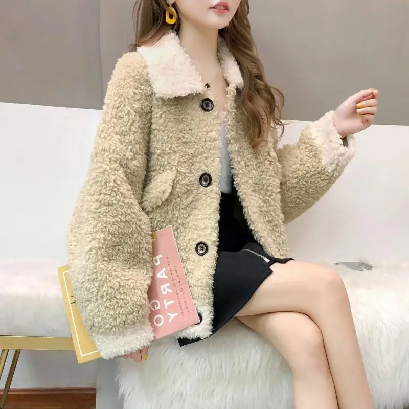 Женские плюшевые пальто из овечьей шерсти Осень зима 2020 Женская Толстая теплая
