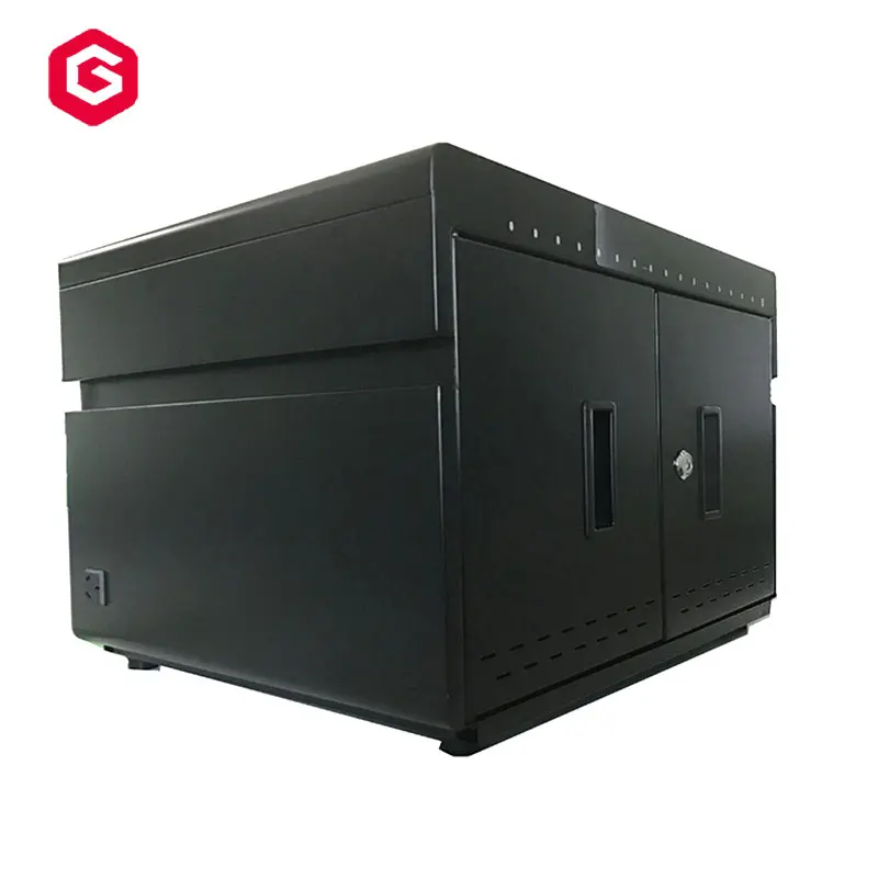 

custom logo 16 Ports Tablet and Laptop Computer Charging Station Sheetmetal Tablet sync Timer Charging Cart