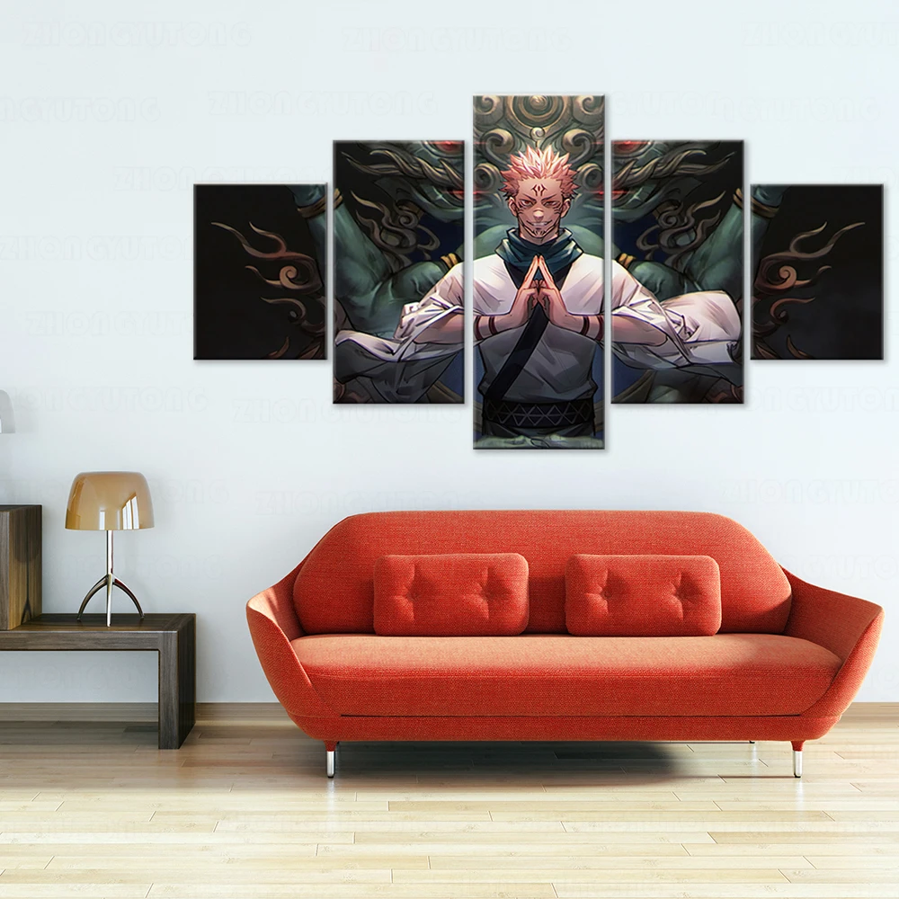 

5pcs HD Anime Poster Wall Sukuna Jujutsu Kaisen Art Canvas Paintings for Bedroom Home Wall Decor Framework Modular Modern