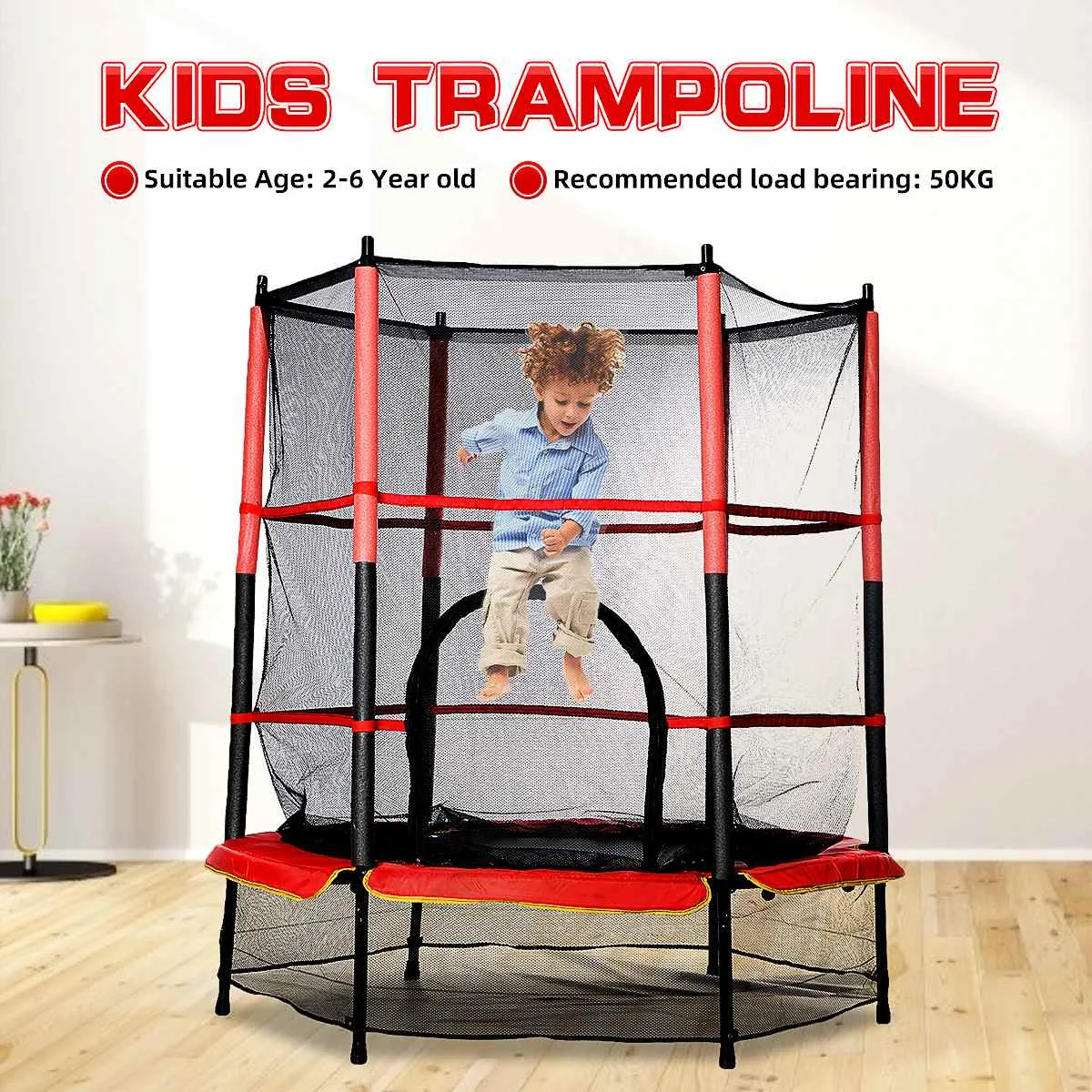 140cm Indoor Adult Children Trampoline with Protection Net Jumping Bed Outdoor Trampolines Workout Bed Home Fitness Equipment