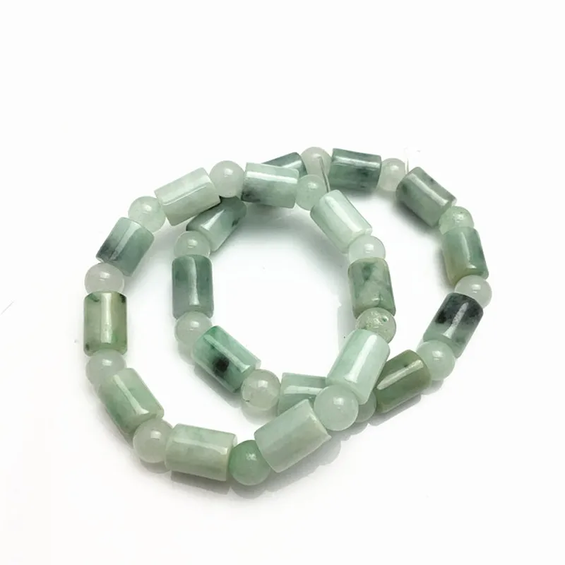

Genuine natural jadeite jade geometric bead elastic bracelet for men and women Natural gemstone beaded bracelet Fine jewelry