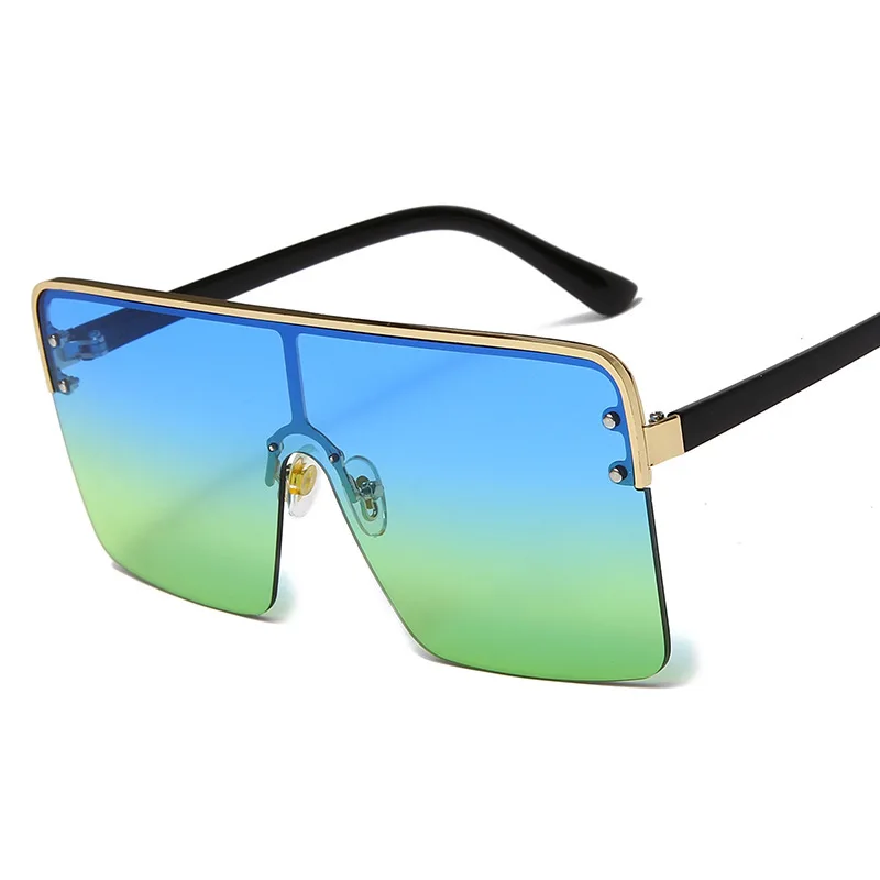

Oversize Sunglasses for Ladies 2021 Luxury Brand Designer Sun Glasses Rimless Square Sunshades Gradient Lens Big Frame Gafas