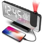 Светодиодный цифровой будильник часы настольные электронные настольные часы USB Пробуждение FM радио проектор Спальня Функция повтора будильник
