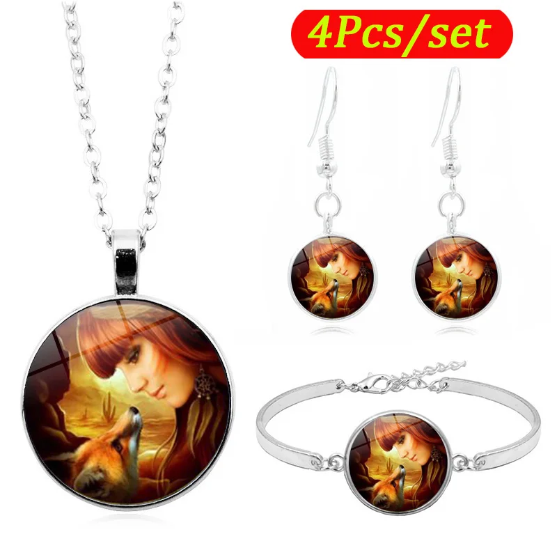 Очаровательная Красная Лиса и девушка искусство стекло кабошон Модные женские