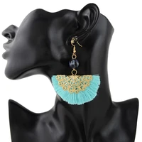 new fashion bohemian tassel earrings for women cotton silk fabric long fringe drop dangle earrings party female jewelry