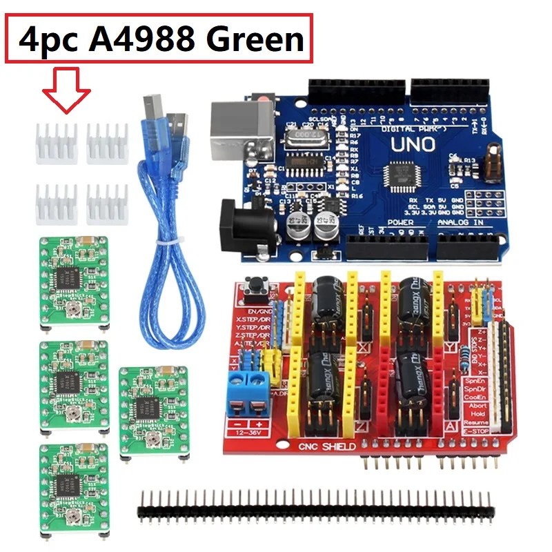 Плата расширения драйвера MEGA CNC Shield V4 V3 для 3D принтера плата A4988 DRV8825 UNO R3 с USB