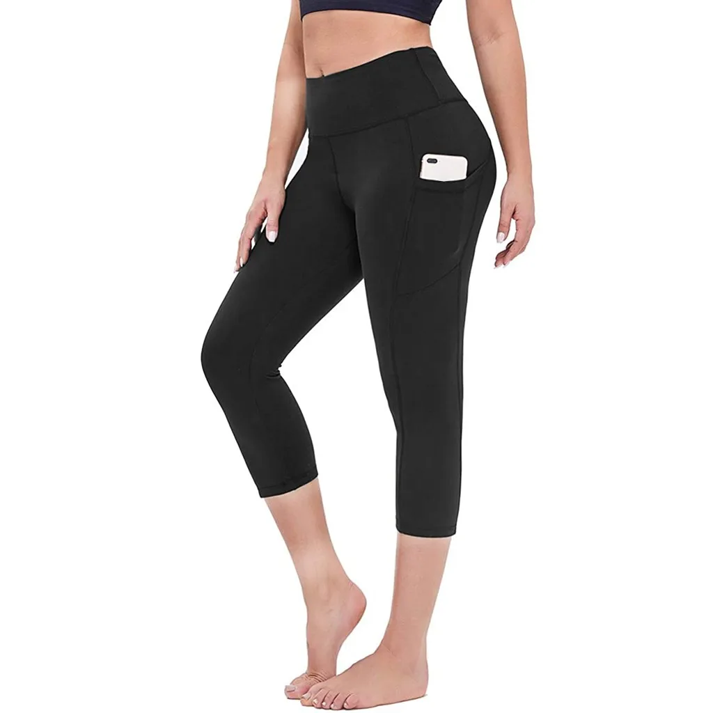 

Women High Waist Calf-Length Yoga Pants With Pockts High Elastic Breathable Quick-Drying Ultra-Soft Casual Yoga Sports Leggings