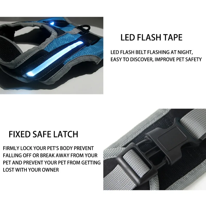 

New K-shaped Luminous LED Harness For Pet Dog Chest Harness For Medium And Large Dogs Night Travel Dropshipping Bulk order