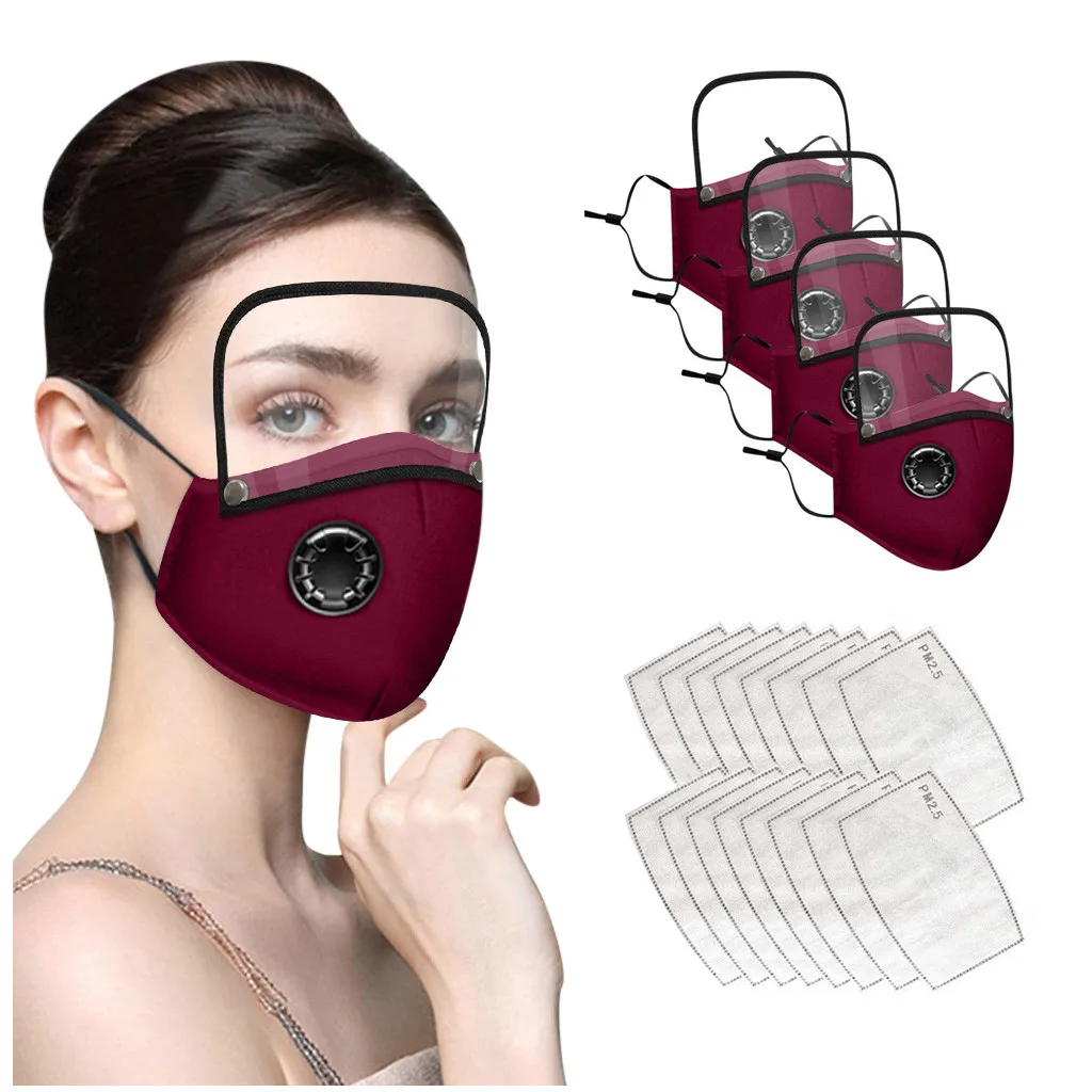 4 шт. многоразовая моющаяся маска для взрослых с фильтром и съемными глазами