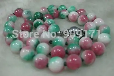 

Free ShippingNATURE GREEN peachblossom 8MM stone BEADS stone NECKLACE 18INCH