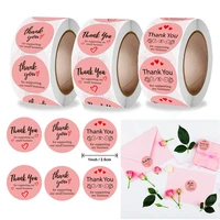 500pcsroll 2 5cm pink love thank you stickers envelope wrapping sealing label decoration stationery stickers