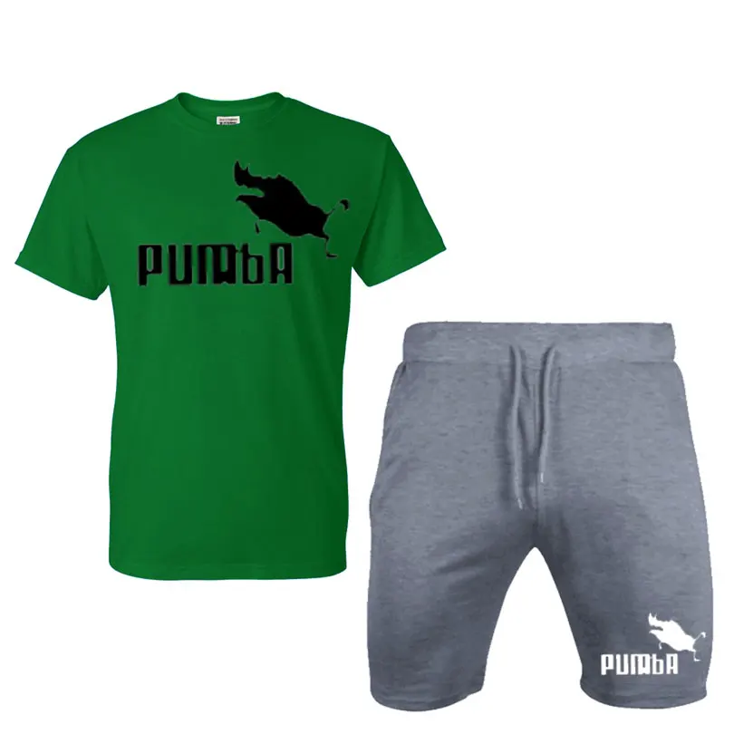 

2021 Fashion Summer cotton short sleeve Sporting Suit T-shirt +shorts Mens 2 Pieces Sets casual clothing Round neck top